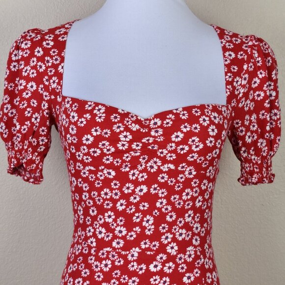 Reformation Lacey Jenna Red Floral Midi Dress - 4 - Picture 2 of 13